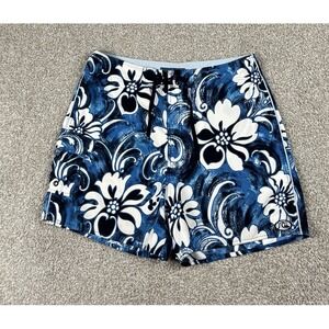 Quick Silver Swim Trunks Men 34 Blue Floral Cargo Board Shorts Pockets 6" Inseam